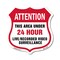 Signmission 24 Hour Surveillance Shield Sign Attenti, 6 Inch X 6 Inch, Plastic Sign SHI-P-6-351 - alternate 1