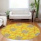 Homeroots 8' Yellow And Teal Blue Round Geometric Washable Indoor Outdoor Area Rug 613454 - alternate 7