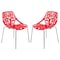 Leisuremod Modern Asbury Dining Chair with Chromed Legs, Red, 2PK AC16R2 - alternate 1