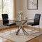 Homeroots 60" Clear and Silver Glass and Metal Cross Leg Base Square Dining Table 555136 - alternate 5