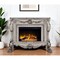 Homeroots 47" Bone Wood Ornate Carved Scrollwork Electric Free Standing Fireplace With Mantle 574008 - alternate 1