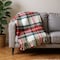Homeroots 55" X 70" Black Red And White Plaid Cotton Blend Plush Throw Blanket with Fringe 702223 - alternate 4