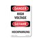 Signmission OSHA Danger Sign, 18" Height, Rigid Plastic, High Voltage Bilingual, 1218-VG-1327 OS-DS-P-1218-VG-1327 - alternate 1