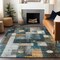 Homeroots 5' X 8' Teal Blue Gray And Gold Geometric Washable Indoor Outdoor Area Rug 604483 - alternate 9