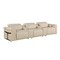 Homeroots 126" Beige Top Grain Leather Reclining Metal USB Sofa 720364 - alternate 9