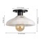 Jonathan Y Amara 10" 1-Light Mid-Century Classic Alabaster/Iron LED Semi Flush Mount, White/Black JYL1207B - alternate 10