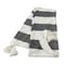 Homeroots 50" X 60" Gray and White Woven Cotton Striped Throw Blanket with Tassels 516594 - alternate 5