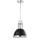 Jonathan Y Homer 10" 1-Light Modern Industrial Metal LED Dome Pendant, Black/Chrome JYL9535B - alternate 9