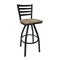 Bfm Seating Lima Ladder Back Swivel Barstool - Knotty Pine Relic Seat - Steel Frame - Sand Black Finish 2160SKPR-SB - alternate 1