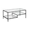 Homeroots 45" Black Glass And Steel Coffee Table With Two Shelves 523331 - alternate 1