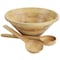 Martha Stewart Coban 3 Piece Rubber Wood Salad Bowl and Servers in Light Brown 134075.03 - alternate 1