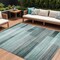 Homeroots 8' X 10' Teal Blue And Ivory Striped Washable Indoor Outdoor Area Rug 631002 - alternate 1