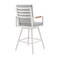 Armen Living Crown Outdoor Patio Swivel Bar Stool in White Aluminum with Wood Accent and Light Gray Cushions LCCRSWBAWH30 - alternate 8