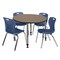 Regency Round Kee Adjustable Classroom Table W/ 4 Andy Stack Chairs, 48 in W, 48 in L, Noble Oak TB48RNDNOAPGY40NV - alternate 1
