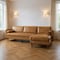 Homeroots Tan Genuine Leather L Shaped Sofa and Chaise Sectional With Toss Pillows 607315 - alternate 1