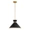 Vaxcel Racine 1 Light Matte Black and Gold Natural Brass Mid-Century Modern Bowtie Pendant, LED Compatible P0398 - alternate 1