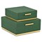 Homeroots Set of Two Green And Gold Striped Square Nesting Storage Boxes With Lids, 2PK 712927 - alternate 10