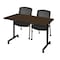 Regency Kobe Mobile T-Base Training Seminar Table W/ 2 Knight Mesh Chairs, 48 in W, 24 in L, Neo Walnut MKTRCC4824NW56CBK - alternate 1