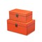 Homeroots Set of Two Orange Wood And Fabric Box With Lid, 2PK 489393 - alternate 6