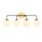 Jonathan Y Caleb 30.75" 4-Light Contemporary Transitional Iron/Glass LED Vanity Light, Brass Gold/Black JYL9554B - alternate 1
