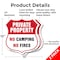 Signmission Private Property Shield Sign No Camping, 12 inch X 12 inch, Aluminum Metal Sign, 2PK SHI-A-2PACK-12-441 - alternate 5