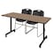 Regency Kobe Mobile T-Base Training Table W/ 2 Zeng Stack Chairs, 60 in W, 24 in L, Noble Oak MKTRCC6024NO44BK - alternate 1