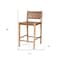 Homeroots 26" Brown and Natural Leather and Solid Wood Low Back Counter Height Bar Chair 605946 - alternate 5