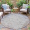 Homeroots 8' Taupe And Ivory Round Patchwork Washable Indoor Outdoor Area Rug 631439 - alternate 5
