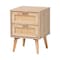 Baxton Studio Baird Mid-Century Modern Light Oak Brown Finished Wood and Rattan 2-Drawer Nightstand 176-11249-Zoro - alternate 1