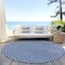 Homeroots 8' Navy Blue And Gray Round Geometric Washable Indoor Outdoor Area Rug 594487 - alternate 8