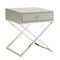 Homeroots 25" Silver Metallic And Light Gray End Table With Drawer 544112 - alternate 1