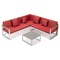 Leisuremod Chelsea White Sectional With Adjustable Headrest & Coffee Table With Red Cushions CSLW-80R - alternate 10