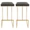 Leisuremod Quincy Leather Bar Stools with Gold Metal Frame, Grey, 2PK QSG29GR2 - alternate 1