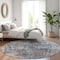 Homeroots 8' Blue And Gray Round Floral Washable Indoor Outdoor Area Rug 605075 - alternate 9