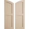 Ekena Millwork Rough Cedar 2 Equal Flat Panel w/Elliptical Top Faux Wood Shutters, 12W x 80H 76 Low Side, PR SHUFPL12X80RCPR - alternate 1
