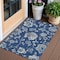 Homeroots 3' X 5' Navy Blue And Gray Floral Washable Indoor Outdoor Area Rug 589482 - alternate 1