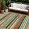 Homeroots 8' X 10' Sage Black And Red Striped Washable Indoor Outdoor Area Rug 598929 - alternate 1