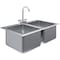 Amgood Stainless Steel 2 Compartment Drop-In Sink. Bowl 14 in. x 16 in. x 10 in. With Faucet. SINK DIS S2C-141610-F-Z - alternate 1