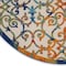 Homeroots 8' Ivory Blue Orange And Green Round Trellis Indoor Outdoor Area Rug 546799 - alternate 9