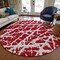 Homeroots 8' Round Red and White Round Abstract Washable Non Skid Indoor Outdoor Area Rug 559321 - alternate 8