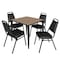 Regency Square Kahlo Breakroom Table W/ 4 Restaurant Stack Chairs, 30 in W, 30 in L, Noble Oak TPL3030NOBK29BK - alternate 1