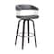 Homeroots 26" Gray And Black Faux Leather Swivel Counter Height Bar Chair 534467 - alternate 1