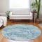 Homeroots 8' Blue And Teal Blue Round Abstract Washable Indoor Outdoor Area Rug 609836 - alternate 7