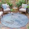 Homeroots 8' Turquoise Denim Blue And Gray Round Abstract Washable Indoor Outdoor Area Rug 630815 - alternate 5