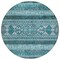 Homeroots 8' Teal Blue Ivory And Gray Round Southwestern Washable Indoor Outdoor Area Rug 582862 - alternate 8
