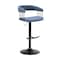 Homeroots Blue and Black Fabric with Metal Swivel Adjustable Height Bar Chair 534475 - alternate 9