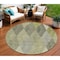 Homeroots 8' Olive Green Gray And Ivory Round Argyle Washable Indoor Outdoor Area Rug 613713 - alternate 1