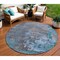 Homeroots 8' Teal Blue Taupe And Sky Blue Round Abstract Washable Indoor Outdoor Area Rug 618240 - alternate 1