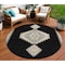 Homeroots 8' Black Gold And Gray Round Oriental Washable Indoor Outdoor Area Rug 598384 - alternate 1