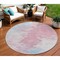 Homeroots 8' Blush Ivory And Blue Round Abstract Washable Indoor Outdoor Area Rug 617391 - alternate 1